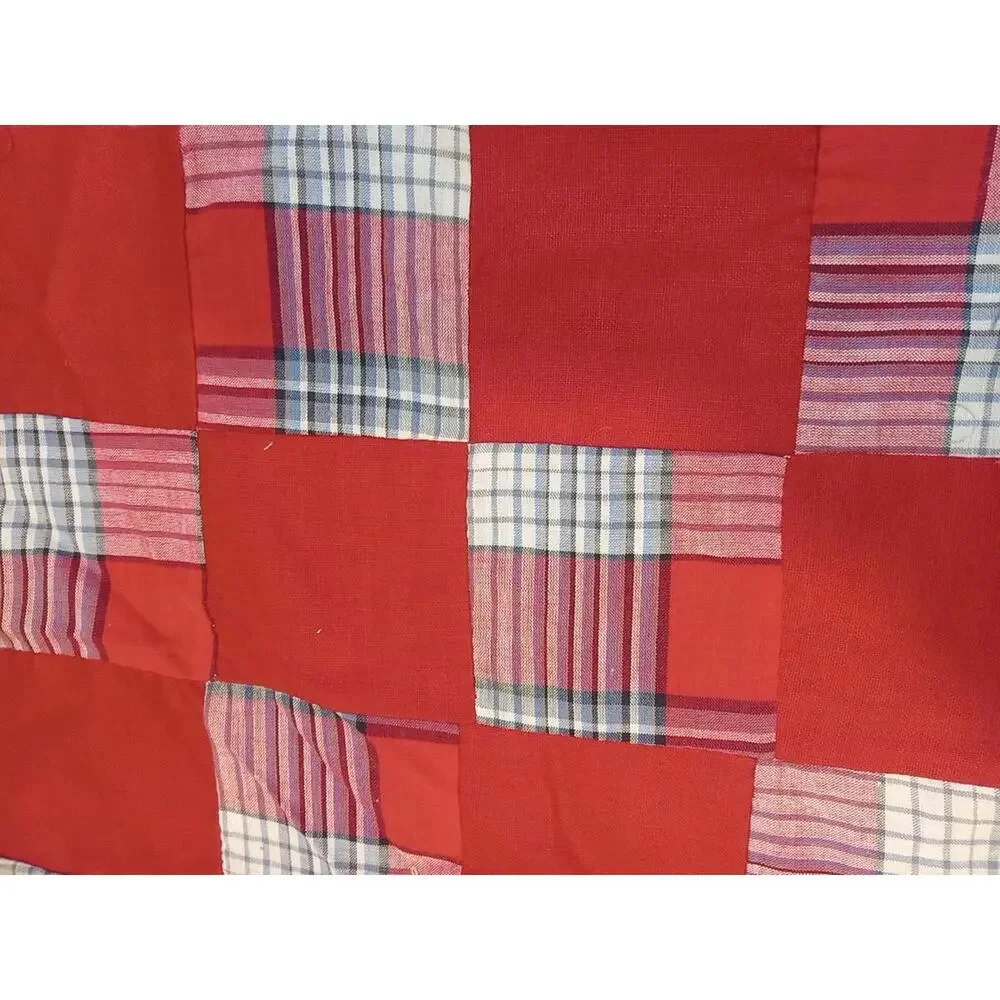 Patchwork Fabric Red Checkerboard Pattern For Making Quilts Blankets Lot Of 2